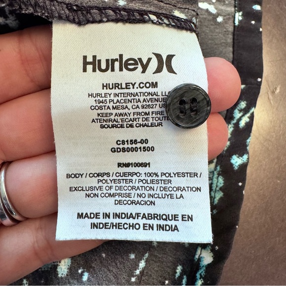 Hurley Black Button Down Mini Dress Size Medium - Picture 4 of 6